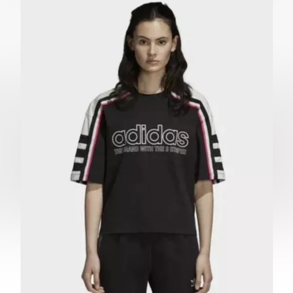 ADIDAS The OG Tee DH4183 Black Ivory Pink Crew Neck Short Sleeve Top $40 VGUC XL - Picture 9 of 15